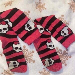 Red and Black Striped Skull Socks